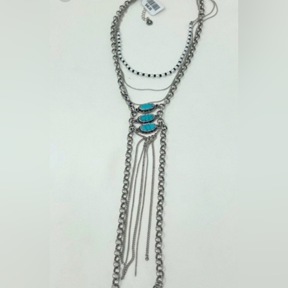 NWT FREE PEOPLE Chantilly Layered Necklace In Silver - Picture 3 of 4